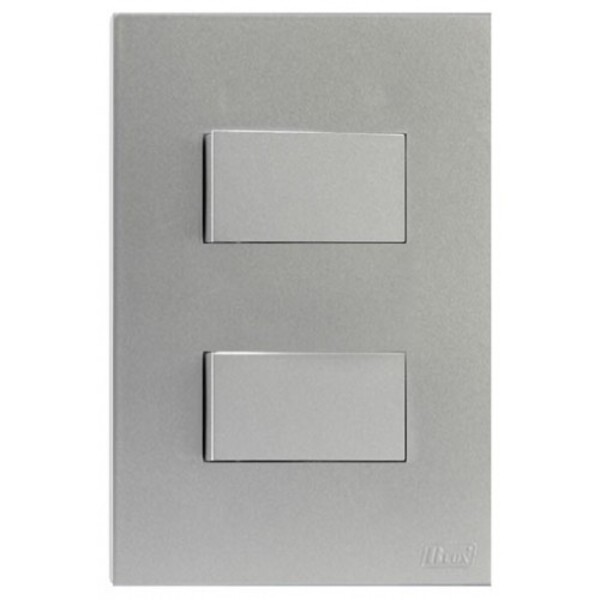 Cj Interruptor Duplo Simples 4x2  Recta Prata Satin Fosco - B