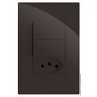 Cj Interruptor Duplo Simples + 1 Tomada 10a - Recta Chocolate