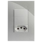 Cj Interruptor Duplo Simples + Tomada 10a 4x2  Recta Prata Gl