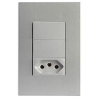 Cj Interruptor Duplo Simples + Tomada 20a 4x2 Recta Prata Sat