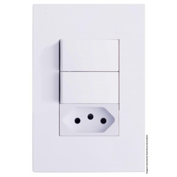 Cj Interruptor Duplo Simples + Tomada 20a  4x2 - Recta Branco