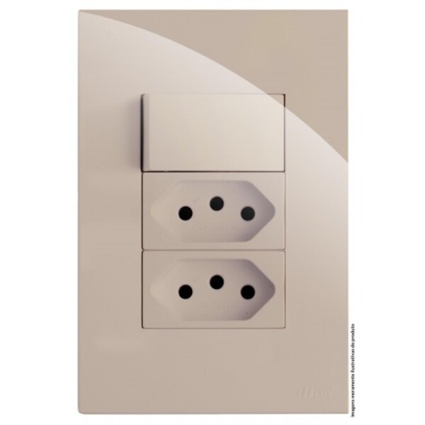 Cj Interruptor Paralelo + 2 Tomada 20a 4x2 - Recta Areia Glos