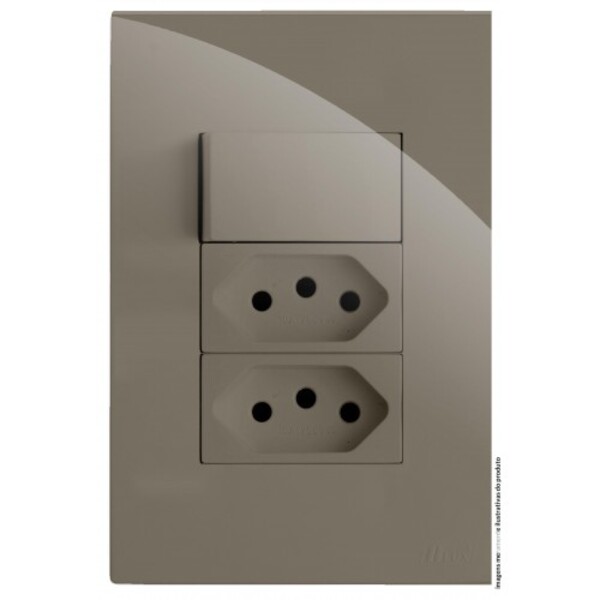 Cj Interruptor Paralelo + 2 Tomadas 20a 4x2 - Recta Fendi Glo