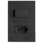 Cj Interruptor Simples + 1 Tomada 10a 4x2 - Recta Grafite Sat