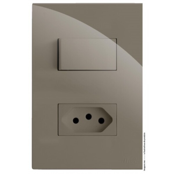 Cj Interruptor Simples + Tomada 20a 4x2 - Recta Fendi Gloss