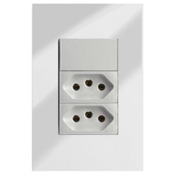 Cj Interruptor Simples + Tomada Dupla 20a 4x2 - Recta Espelha