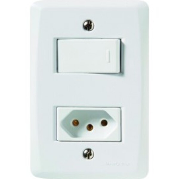 Cj Interruptor Simples Com Tomada 20a 4x2 - Tramontina Lux2 -