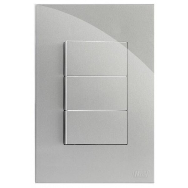 Cj Interruptor Triplo Simples 4x2  Recta Prata Gloss - Brg110
