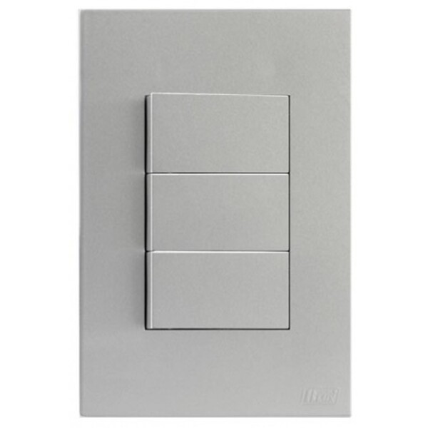 Cj Interruptor Triplo Simples 4x2  Recta Prata Satin Fosco -