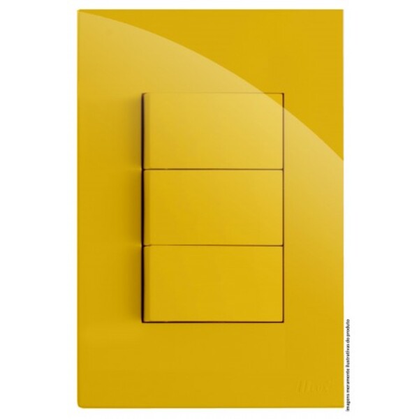 Cj Interruptor Triplo Simples 4x2 - Recta Mostarda Gloss - Br