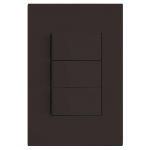 Cj Interruptor Triplo Simples - Recta Chocolate Satin Fosco -