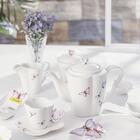 Cj Para Café/Chá de Porcelana Branca Borboletas 3 Peças Wolff