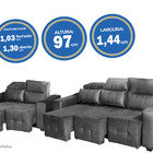 Cj Sofá Alfa 2 E 3 Lug. 144cm E 200cm Veludo Cinza- Ws