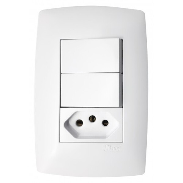Cj Tecla Dupla Paralela + Tomada 10a 4x2 - Blux Home Branca -