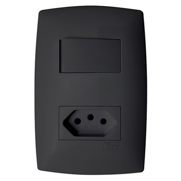Cj Tecla Simples + Tomada 10a 4x2 - Blux Home Grafite - Bhm10