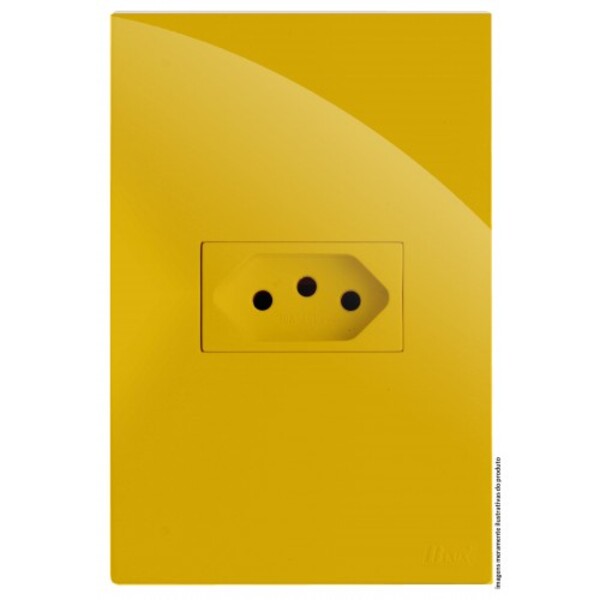 Cj Tomada 10a Horizontal 4x2 - Recta Mostarda Gloss  - Brg111