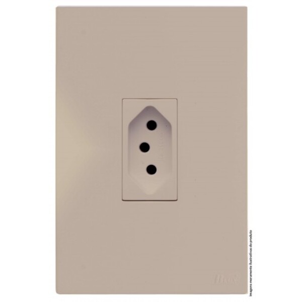 Cj Tomada 10a Vertical 4x2 - Recta Areia Satin Fosco -  Brs12