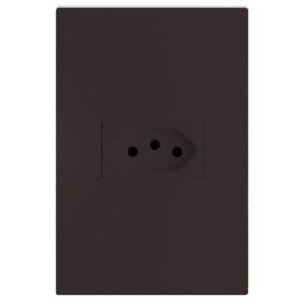 Cj Tomada 20a Horizontal - Recta Chocolate Satin Fosco - Brs1