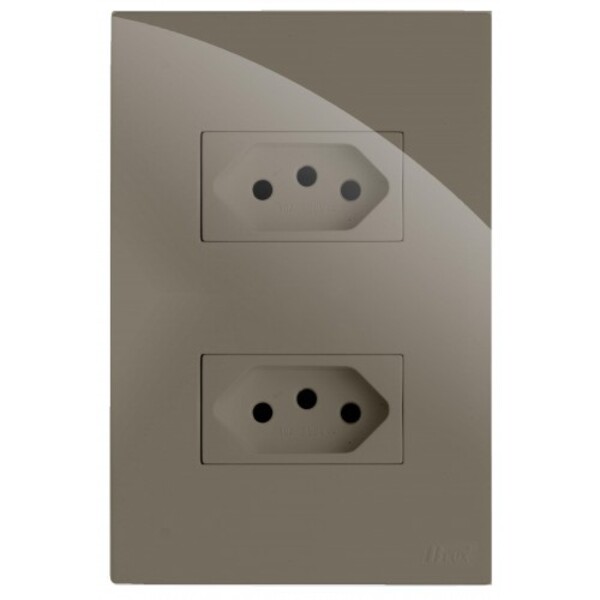 Cj Tomada Dupla 10a 4x2 - Recta Fendi Gloss - Brg11198-8fen