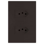 Cj Tomada Dupla 10a - Recta Chocolate Satin Fosco - Brs12173-