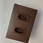 Cj Tomada Dupla 10a - Recta Chocolate Satin Fosco - Brs12173-