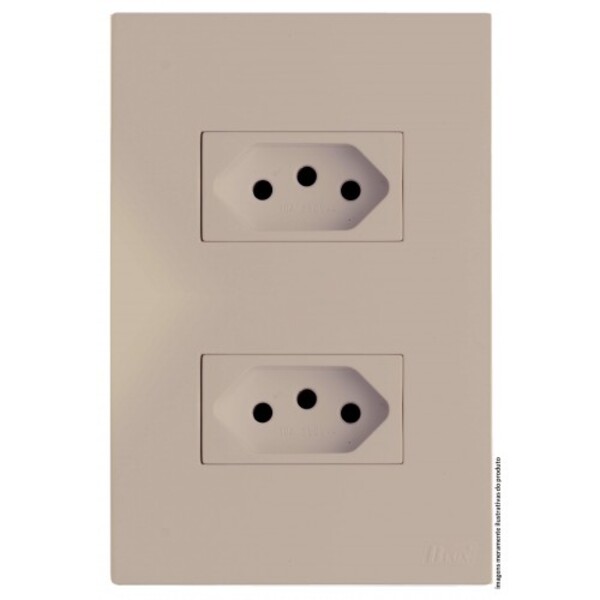 Cj Tomada Dupla 20a 4x2 - Recta Areia Satin Fosco - Brs12185-