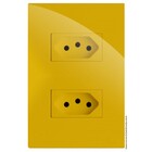 Cj Tomada Dupla 20a  4x2 - Recta Mostarda Gloss - Brg11209-7mt