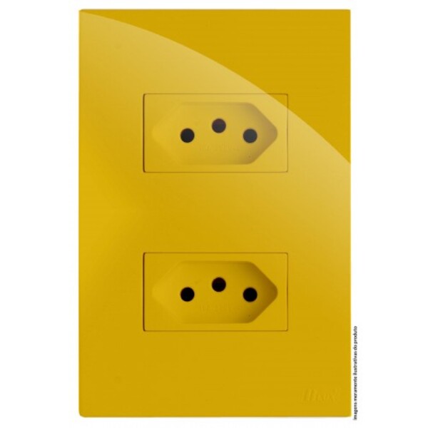 Cj Tomada Dupla 20a  4x2 - Recta Mostarda Gloss - Brg11209-7mt