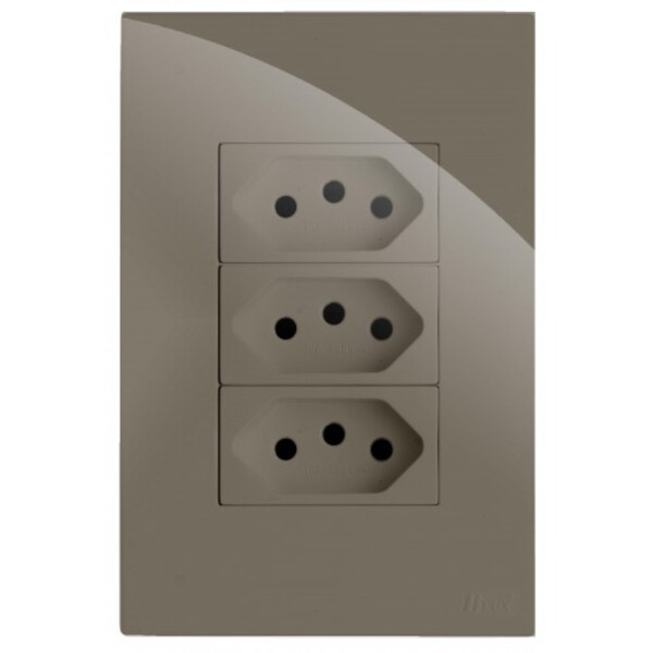 Cj Tomada Tripla 10a 4x2 - Recta Fendi Gloss - Brg11222-4fen