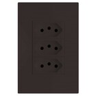 Cj Tomada Tripla 10a - Recta Chocolate Satin Fosco - Brs12191