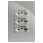 Cj Tomada Tripla 20a 4x2  - Recta Prata Gloss