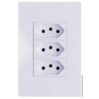 Cj Tomada Tripla 20a 4x2 - Recta Branco Gloss - Brg11228-3br