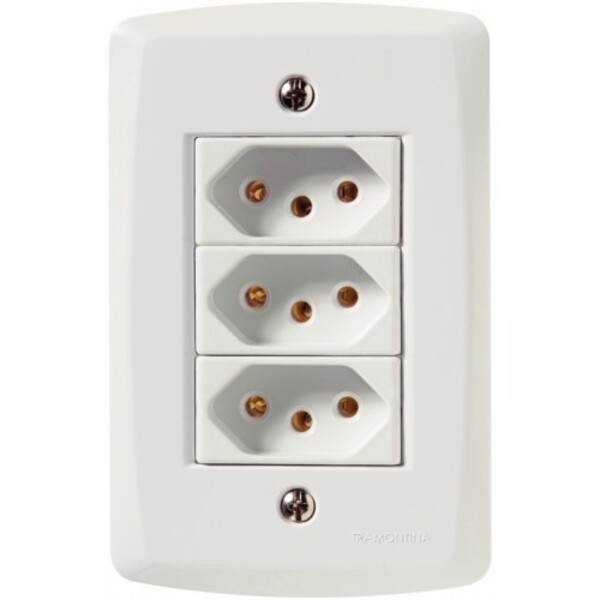 Cj Tomada Tripla 20a 4x2 - Tramontina Lux2 - Tlx57145/079br