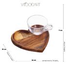 Cj Xícara Chá C/prato Madeira Coração Teca 190ml Rojemac