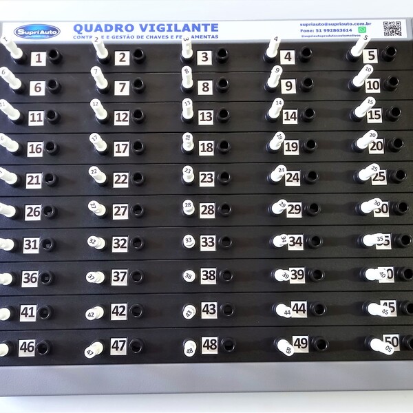 Claviculário Porta Chaves Quadro Vigilante Para 50 Chaves