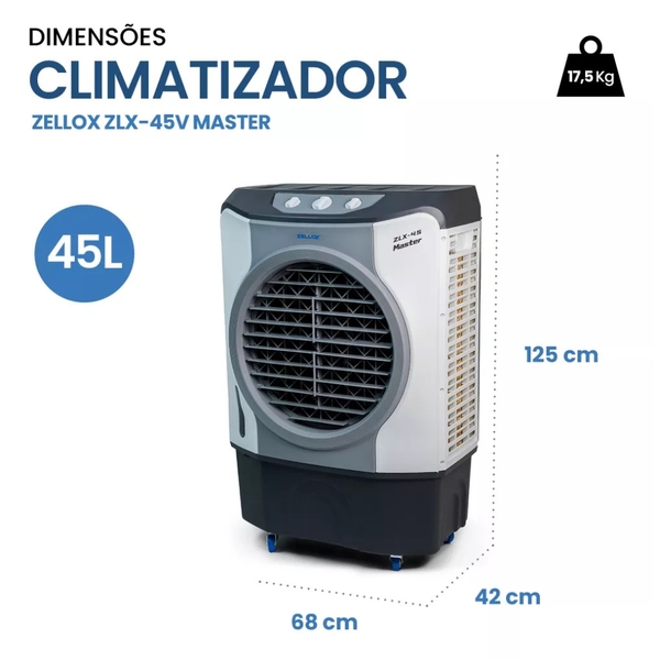 Climatizador De Ar Industrial Evaporativo 45 Litros Zellox Zlx-45