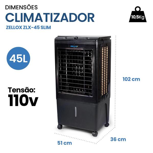 Climatizador De Ar Portátil Zlx-45 150w 45 Litros Com Sistema