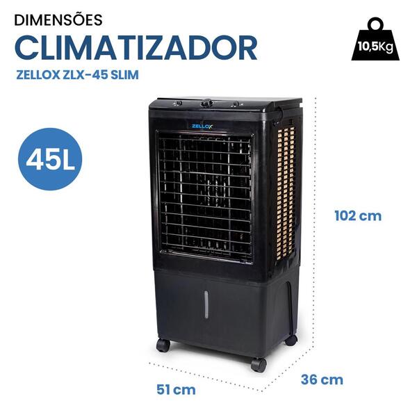 Climatizador De Ar Portátil Zlx-45 150w 45 Litros Com Sistema