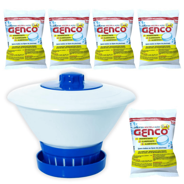Clorador Flutuante C/ 5 Pastilhas De Cloro Genco Multiação