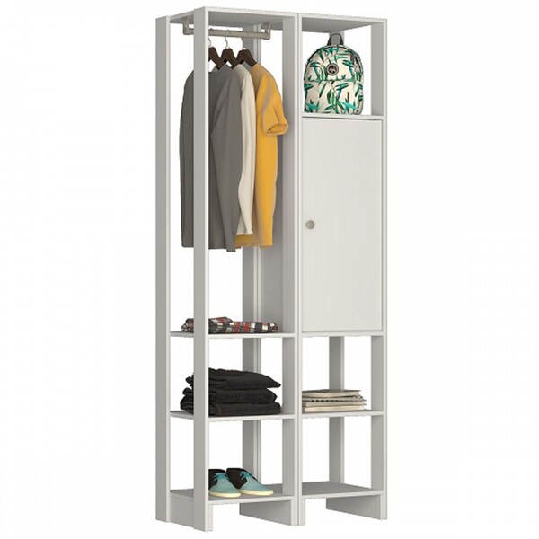 Closet 1 Porta 1 Cabide Ey105-107 Branco - Nova Mobile