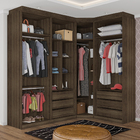 Closet 3 Gavetas 7 Nichos 2 Cabideiros 1 Maleiro 236x159x54cm Nogueira Prime Luciane