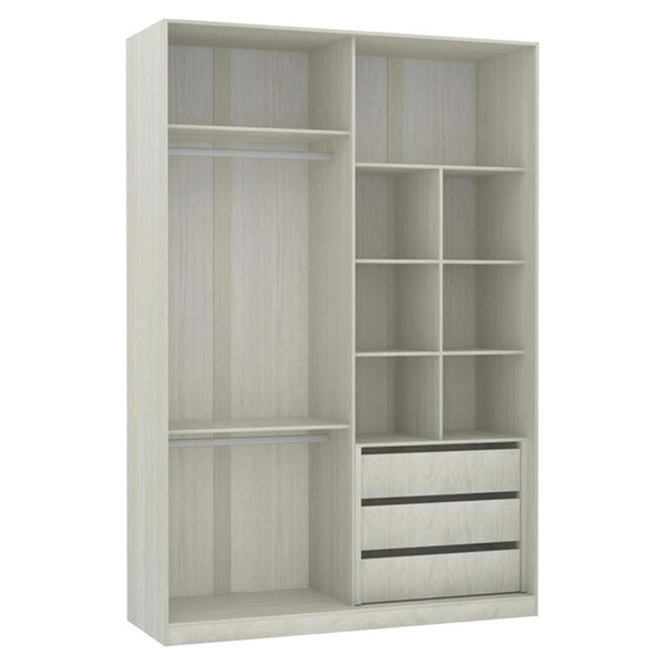 Closet 3 Gavetas 7 Nichos 2 Cabideiros 1 Maleiro 236x159x54cm Legno Crema Prime Luciane