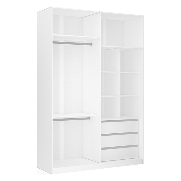 Closet 3 Gavetas 7 Nichos 2 Cabideiros 1 Maleiro 236x159x54cm Branco Prime Luciane