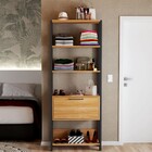 Closet Amanda 1 Porta 3 Prateleiras 100% Mdf Freijó/preto Fos