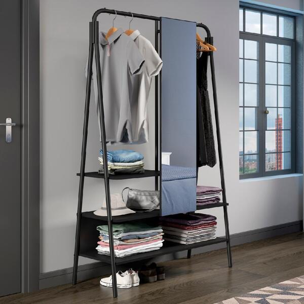 Closet Arara Com Espelho Preto Tubos Pretos Carraro