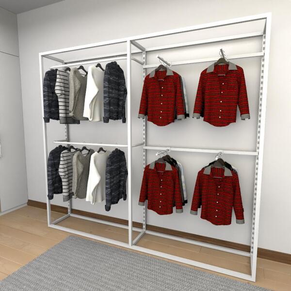 Closet Araras, Guarda Roupas Aberto Industrial Com 10 Peças B