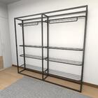 Closet Araras, Guarda Roupas Aberto Industrial Com 10 Peças P