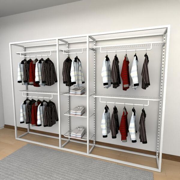 Closet Araras, Guarda Roupas Aberto Industrial Com 11 Peças B