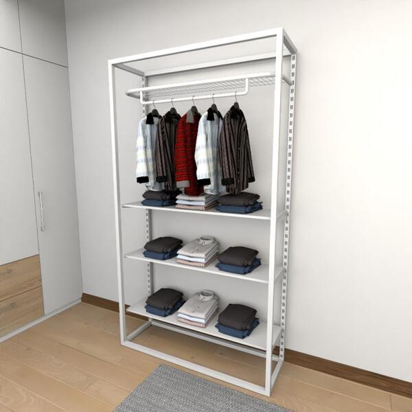 Closet Araras, Guarda Roupas Aberto Industrial Com 11 Peças B