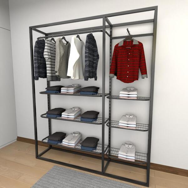 Closet Araras, Guarda Roupas Aberto Industrial Com 11 Peças P